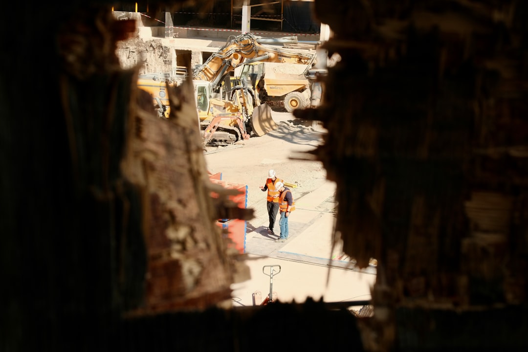 Construction worker with hard hat and safety vest