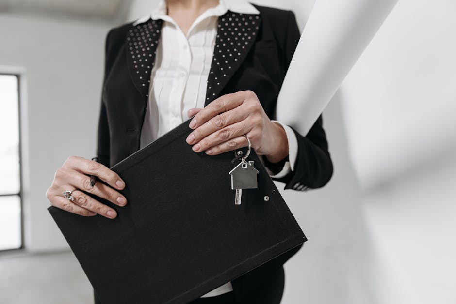 Property manager with keys at entrance
